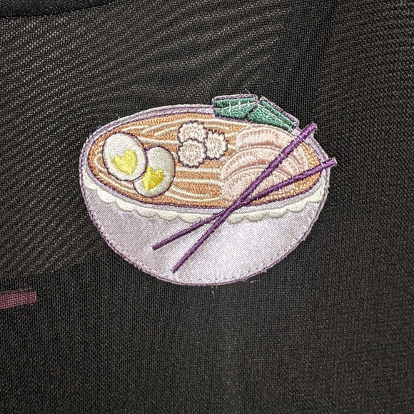 JapanLA Ramen Embroidery Patch Maxi Dress Black Mesh Size Small - Picture 5 of 7